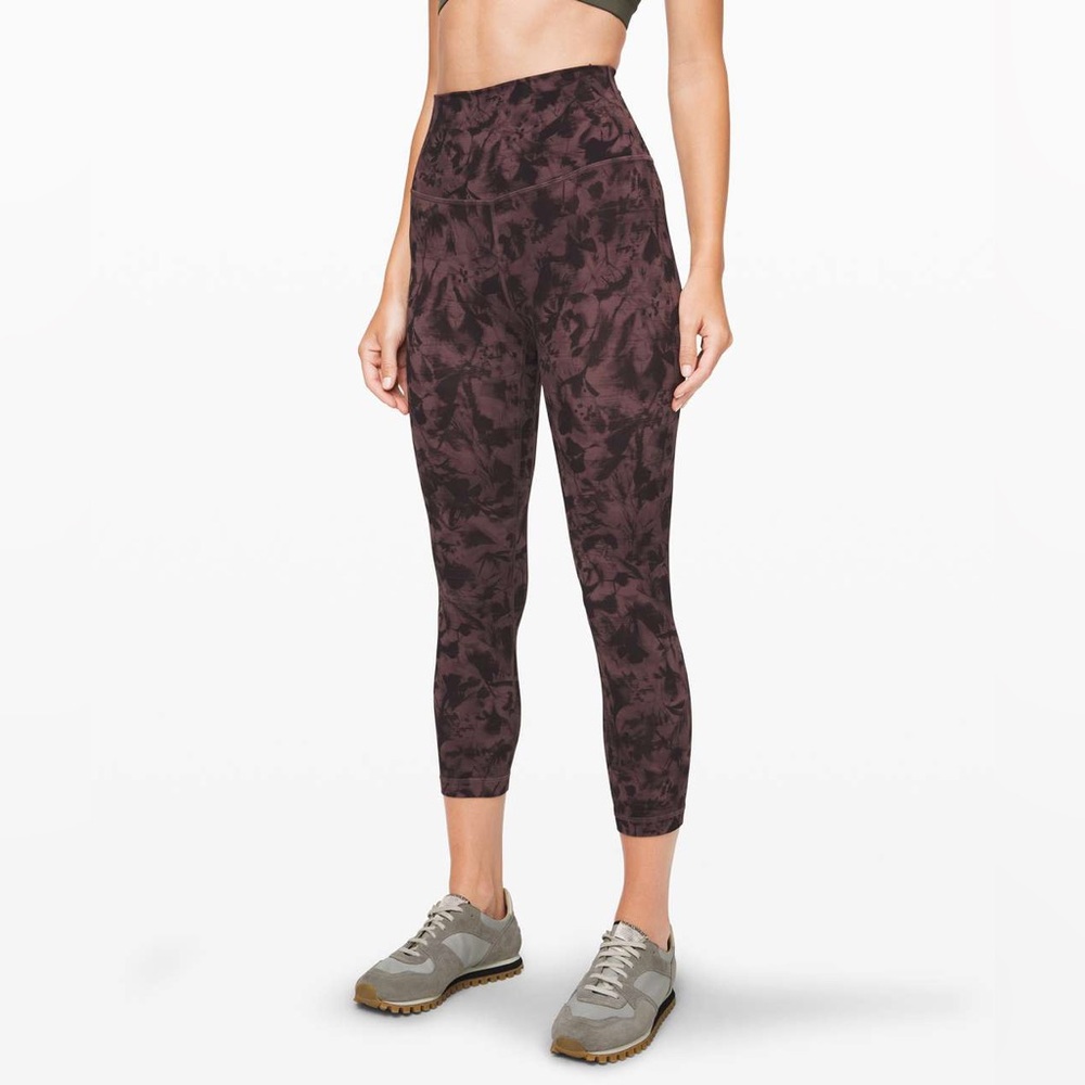 Lululemon Align Crop 21 inch Mini Dusk Floral Antique Bark Black